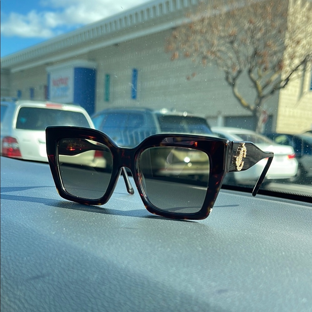 Jimmy Choo Black and Brown Oversized Square Sunglasses